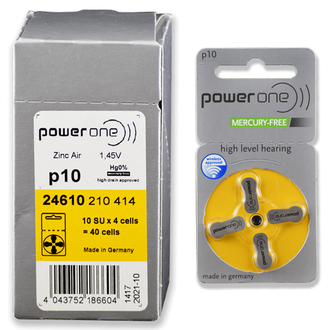 PowerOne Zinc Air Hearing Aid Batteries p10 (Yellow)