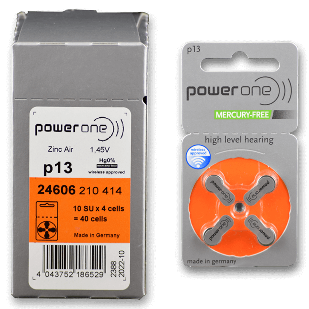 PowerOne Zinc Air Hearing Aid Batteries p13 (Orange)